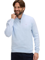 LIGHT BLUE COTTON TRUCKER COLLAR LONG SLEEVE JUMPER