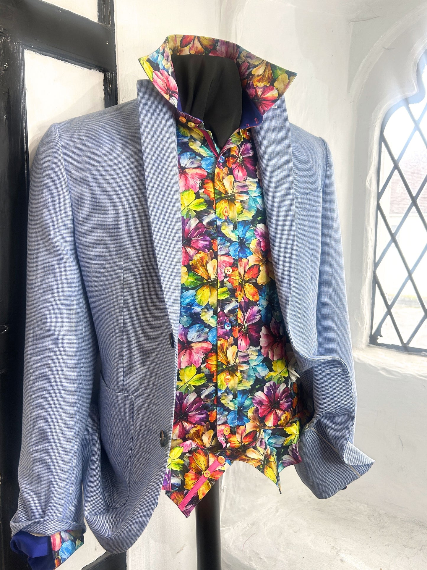 JOELTON MID BLUE LINEN MIX SPORTS JACKET