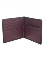 BLACK/BORDEAUX BI-FOLD LEATHER MONEY CLIP
