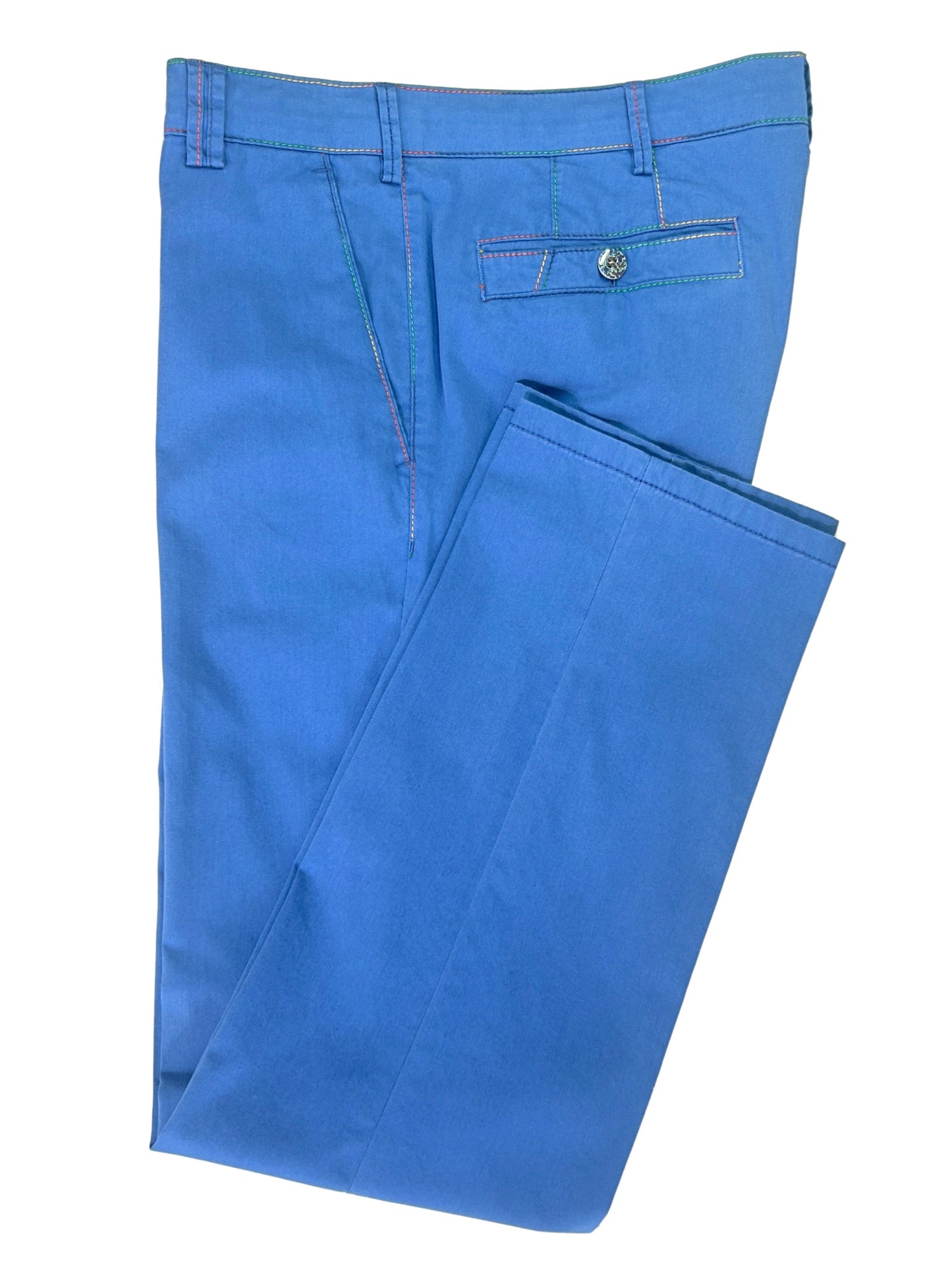 NEW YORK MID BLUE ORGANIC COTTON CHINOS WITH RAINBOW STITCHING