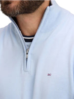 LIGHT BLUE COTTON TRUCKER COLLAR LONG SLEEVE JUMPER