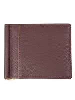 BORDEAUX/LIGHT TAN BI-FOLD LEATHER MONEY CLIP