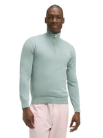 SEA GREEN COTTON TRUCKER COLLAR LONG SLEEVE JUMPER