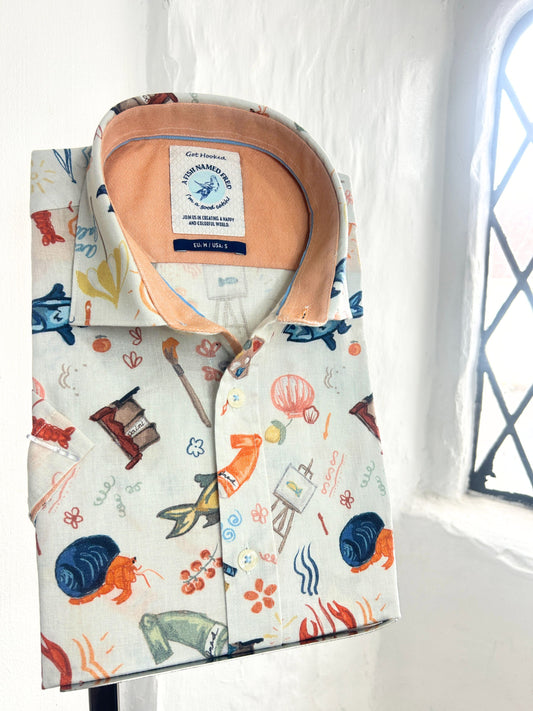 DOODLE PRINT MULTICOLOUR SHORT SLEEVE SHIRT