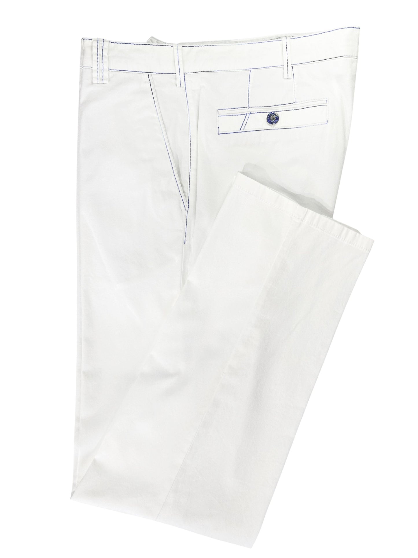 NEW YORK WHITE ORGANIC COTTON CHINOS WITH BLUE STITCHING
