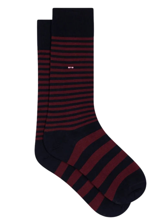 NAVY AND WINE STRIPE SOCKS