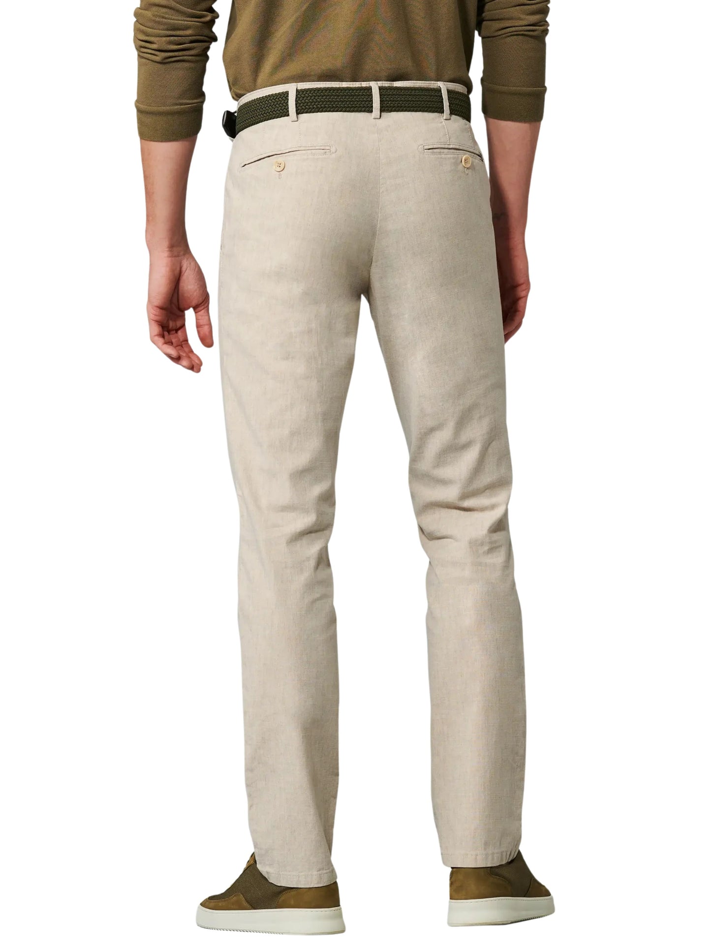 BEIGE ROMA LINEN MIX TROUSERS