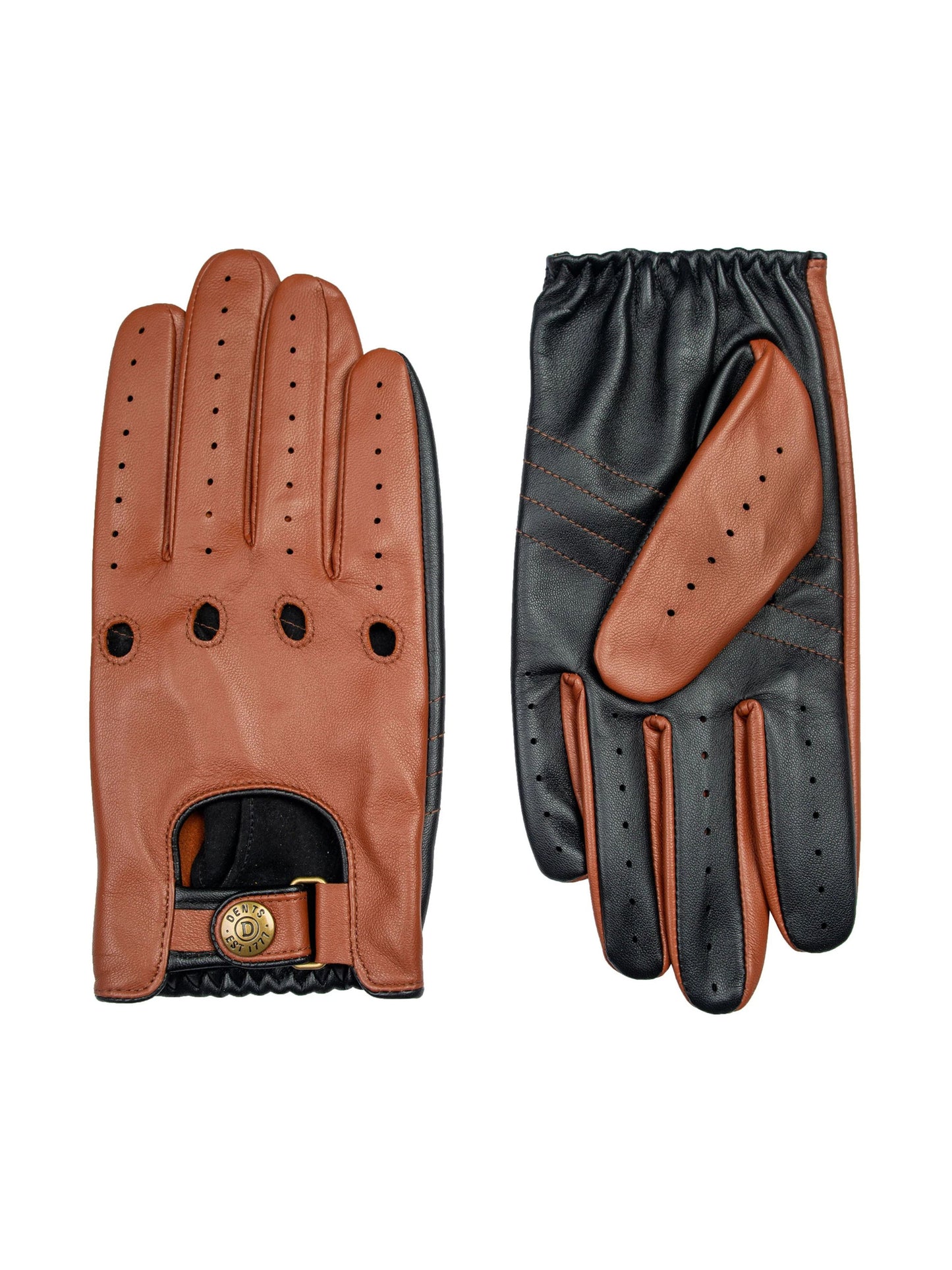 COGNAC/BLACK DRIVING GLOVES