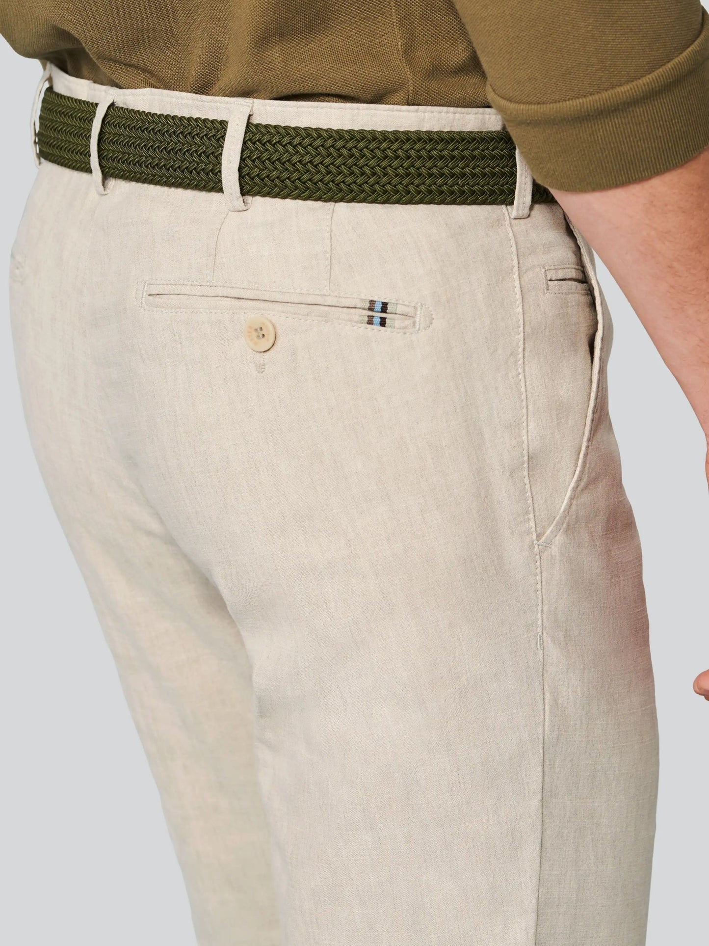 BEIGE ROMA LINEN MIX TROUSERS