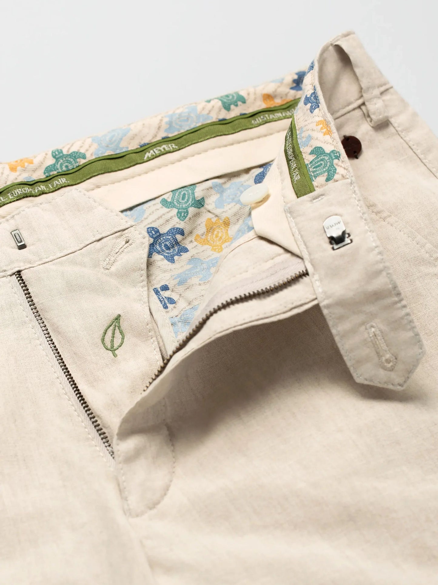 BEIGE ROMA LINEN MIX TROUSERS