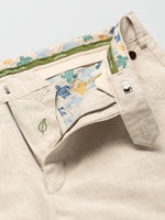 BEIGE ROMA LINEN MIX TROUSERS