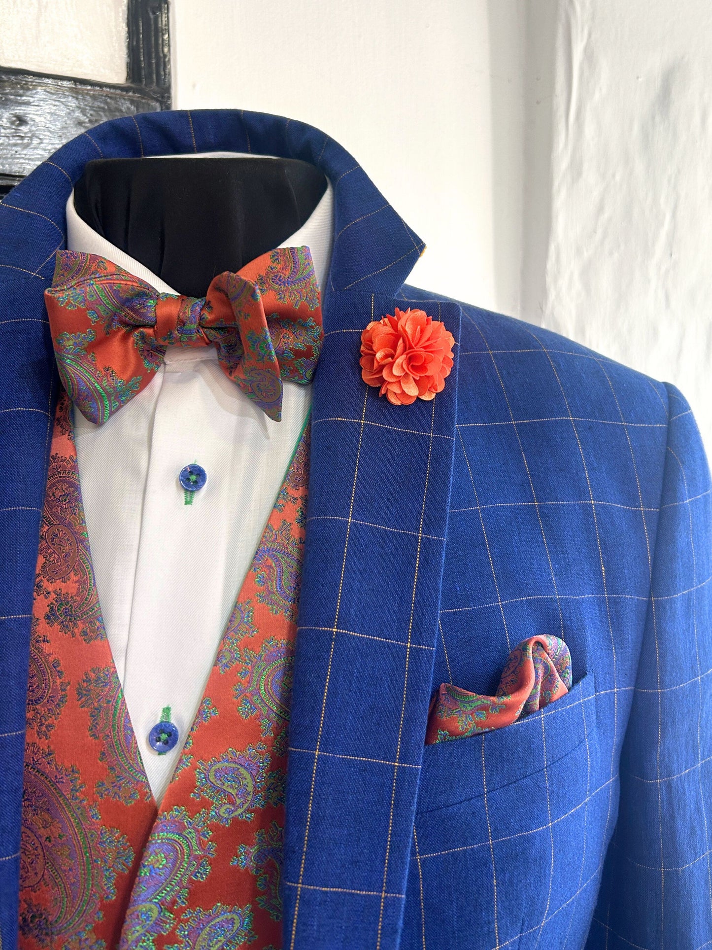 JACK BLUE WITH GOLD OVERCHECK LINEN JACKET