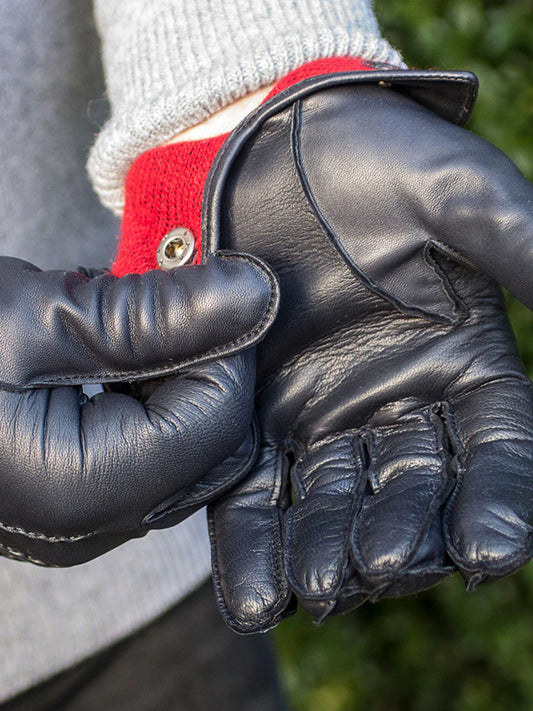 BLACK CASHMERE LINED GLOVES