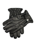 BLACK LEATHER GLOVES WITH THREE HANDSEWN POINTS