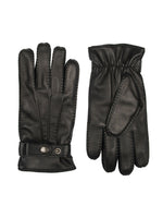 BLACK LEATHER GLOVES WITH THREE HANDSEWN POINTS
