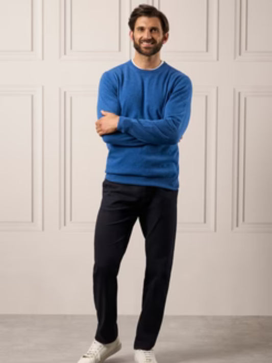 MELFORT DENIM PURE CASHMERE CREW NECK JUMPER