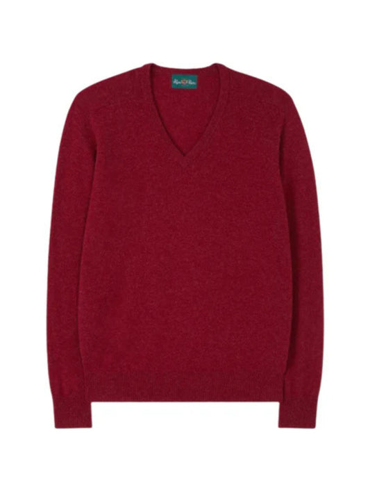 HAMPSHIRE CLASSIC POPPY MELANGE V NECK JUMPER