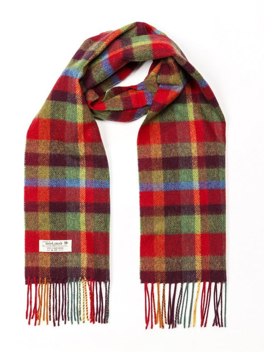 RED GREEN AND YELLOW CHECK LAMBSWOOL SCARF