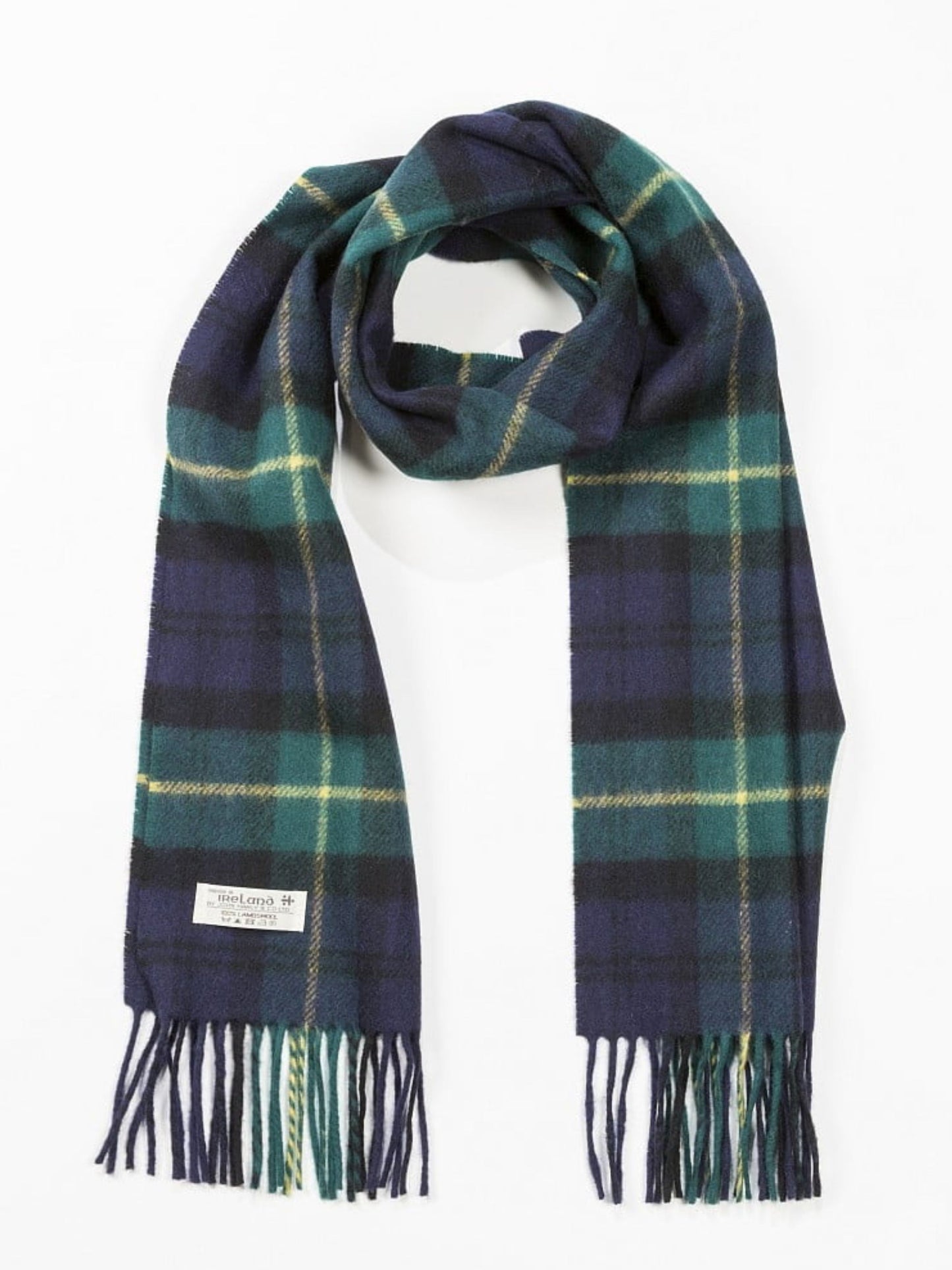 NAVY GREEN AND YELLOW LAMBSWOOL SCARF