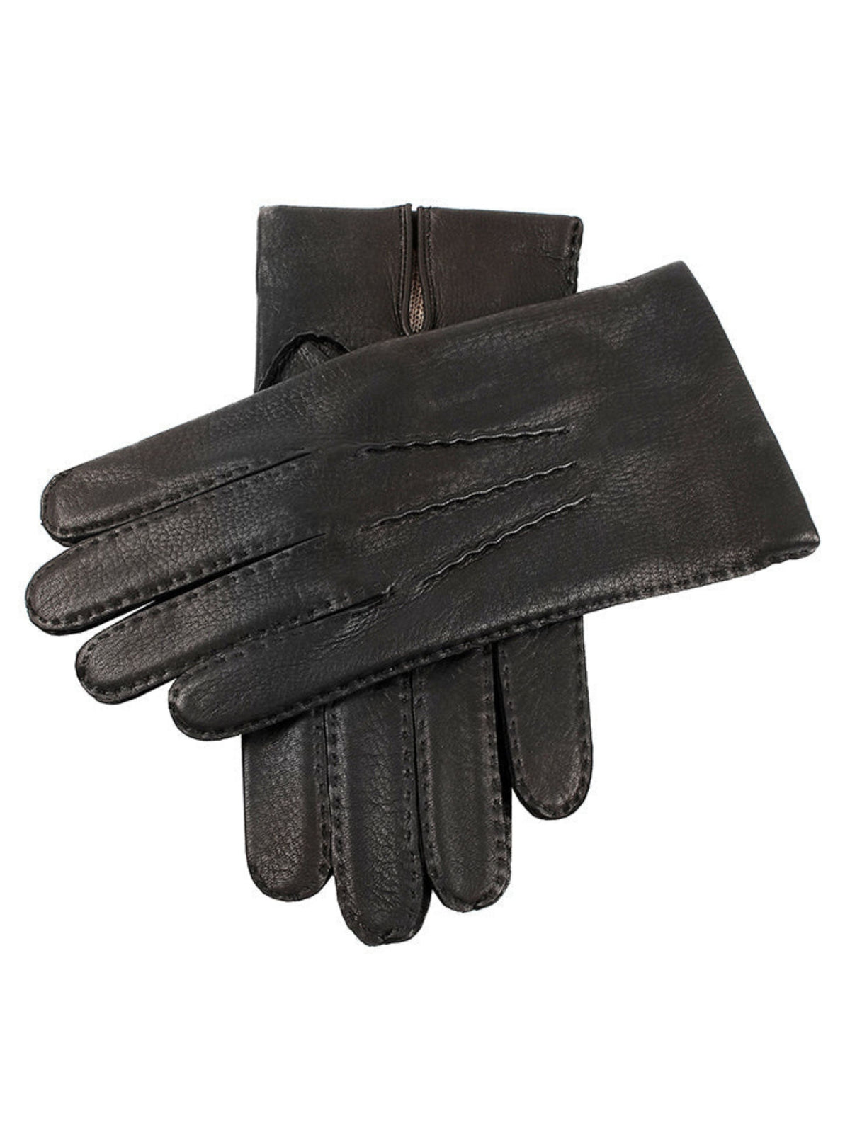 BLACK DEERSKIN GLOVES WITH PALM VENT