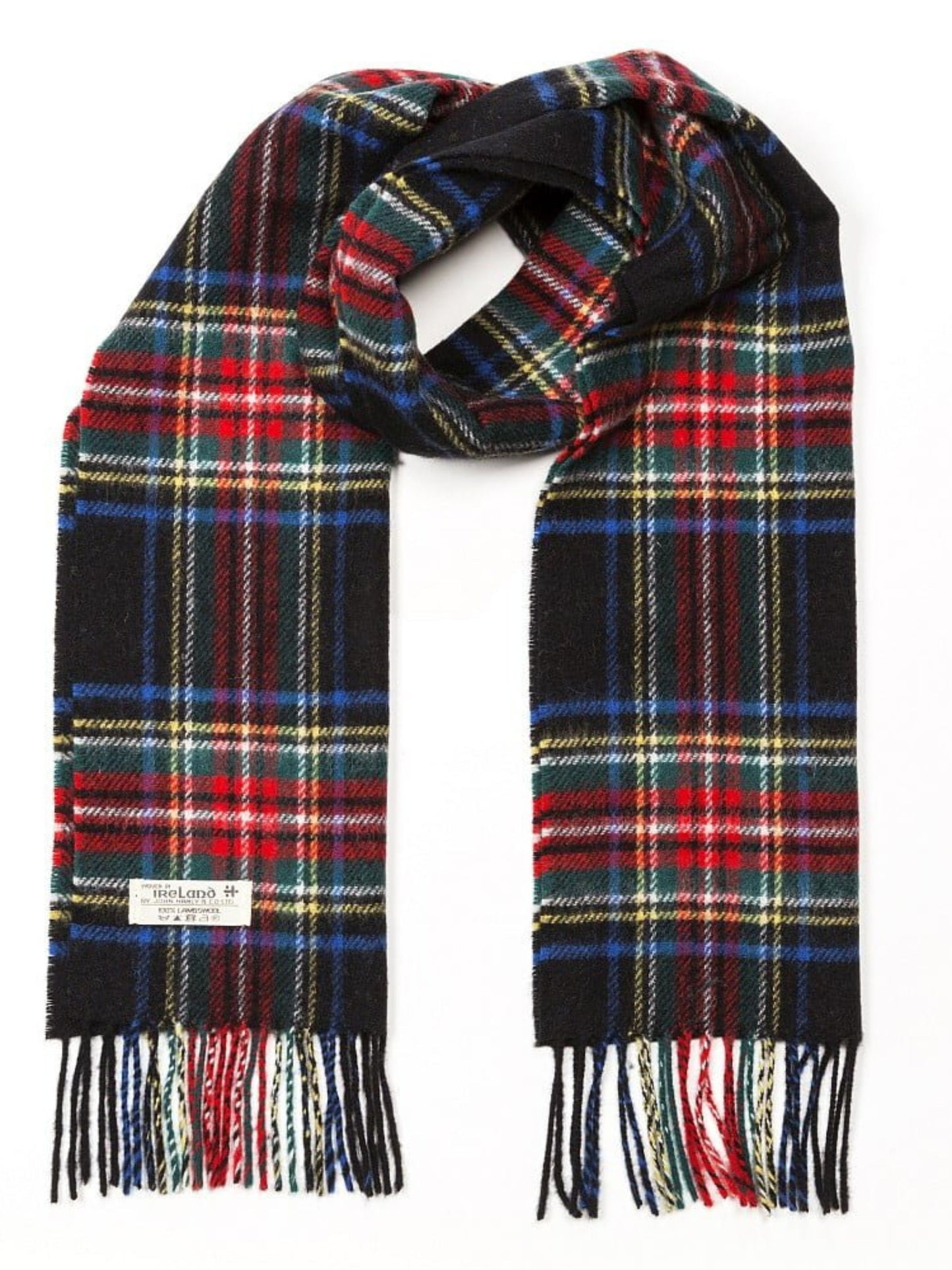 BLACK STEWART TARTAN LAMBSWOOL SCARF