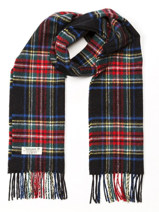 BLACK STEWART TARTAN LAMBSWOOL SCARF