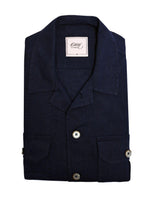 OSCAR INDIGO BLUE PURE LINEN LONG SLEEVE OVERSHIRT