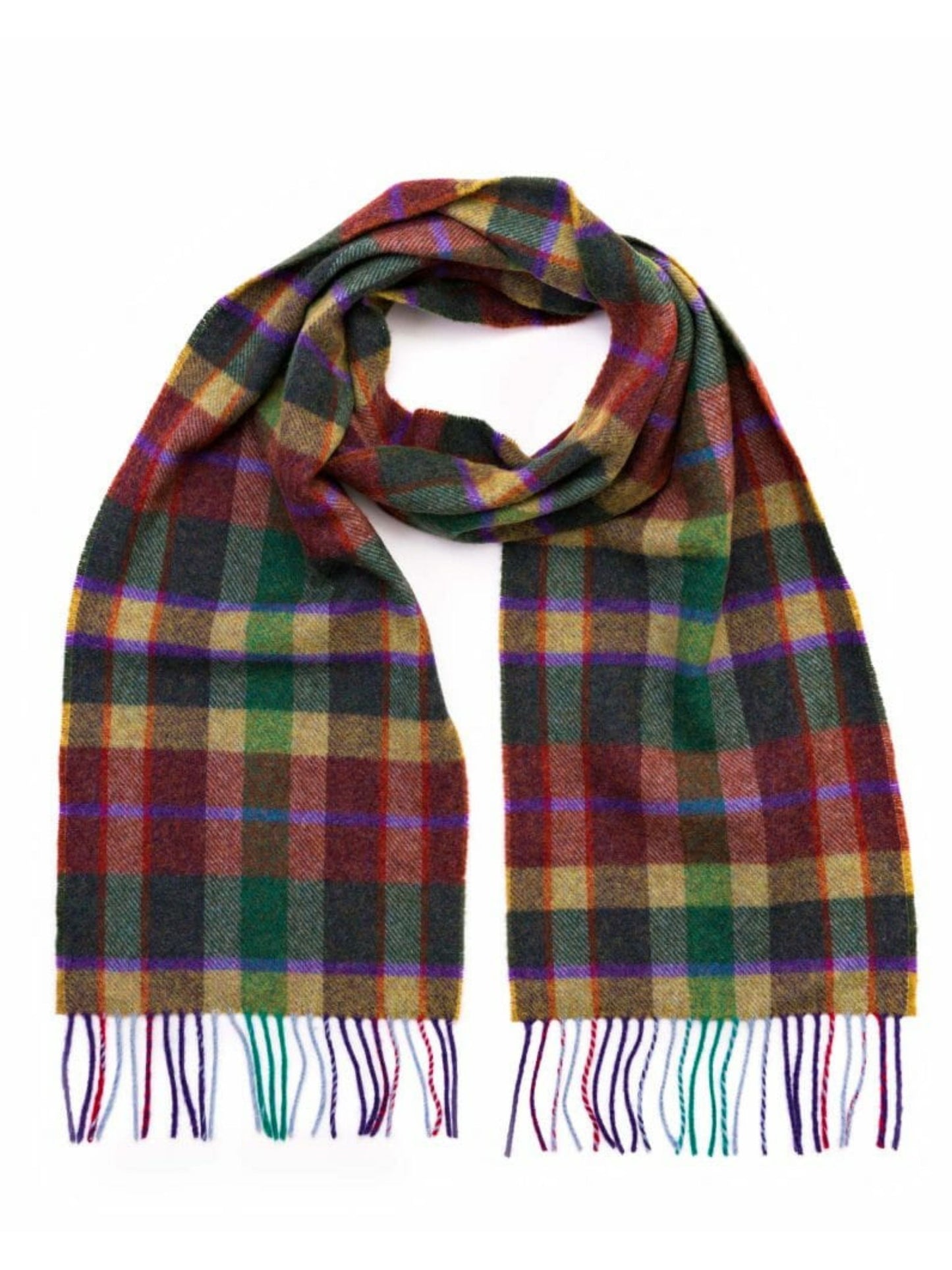 MULTICOLOURED WITH PURPLE ACCENTS LAMBSWOOL SCARF