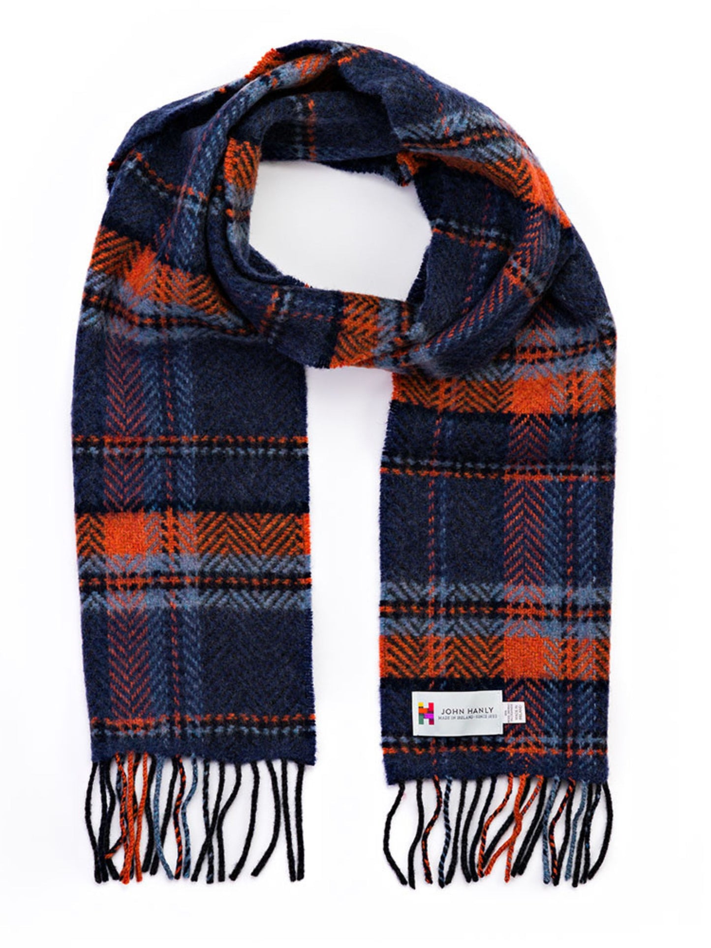 BLUE AND ORANGE WOOL SCARF