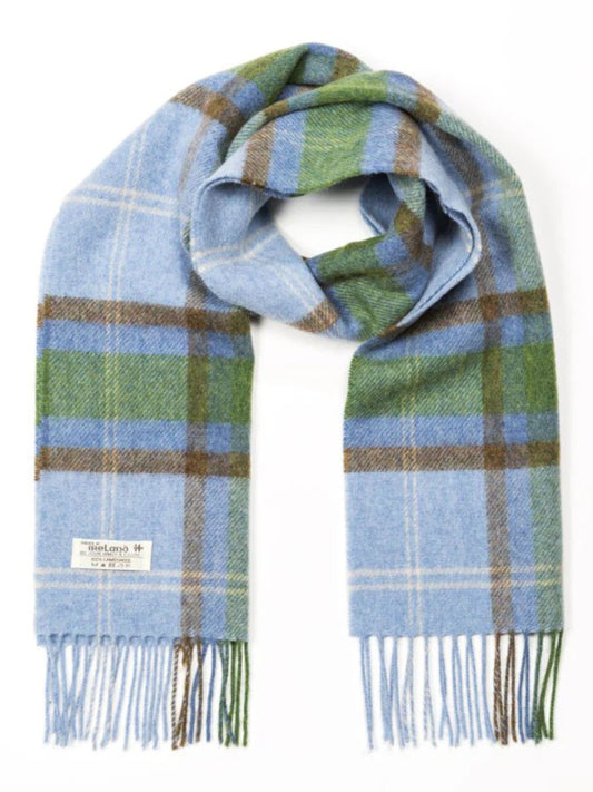 BLUE AND GREEN CHECK LAMBSWOOL SCARF