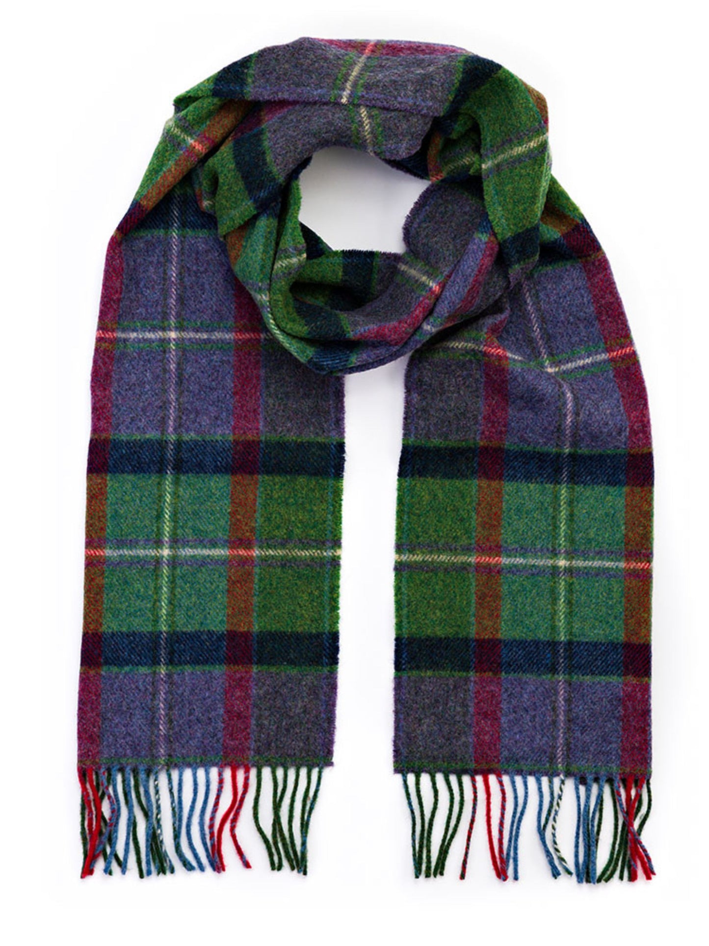 PURPLE AND GREEN CHECK LAMBSWOOL SCARF
