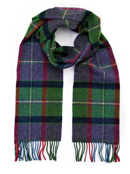 PURPLE AND GREEN CHECK LAMBSWOOL SCARF