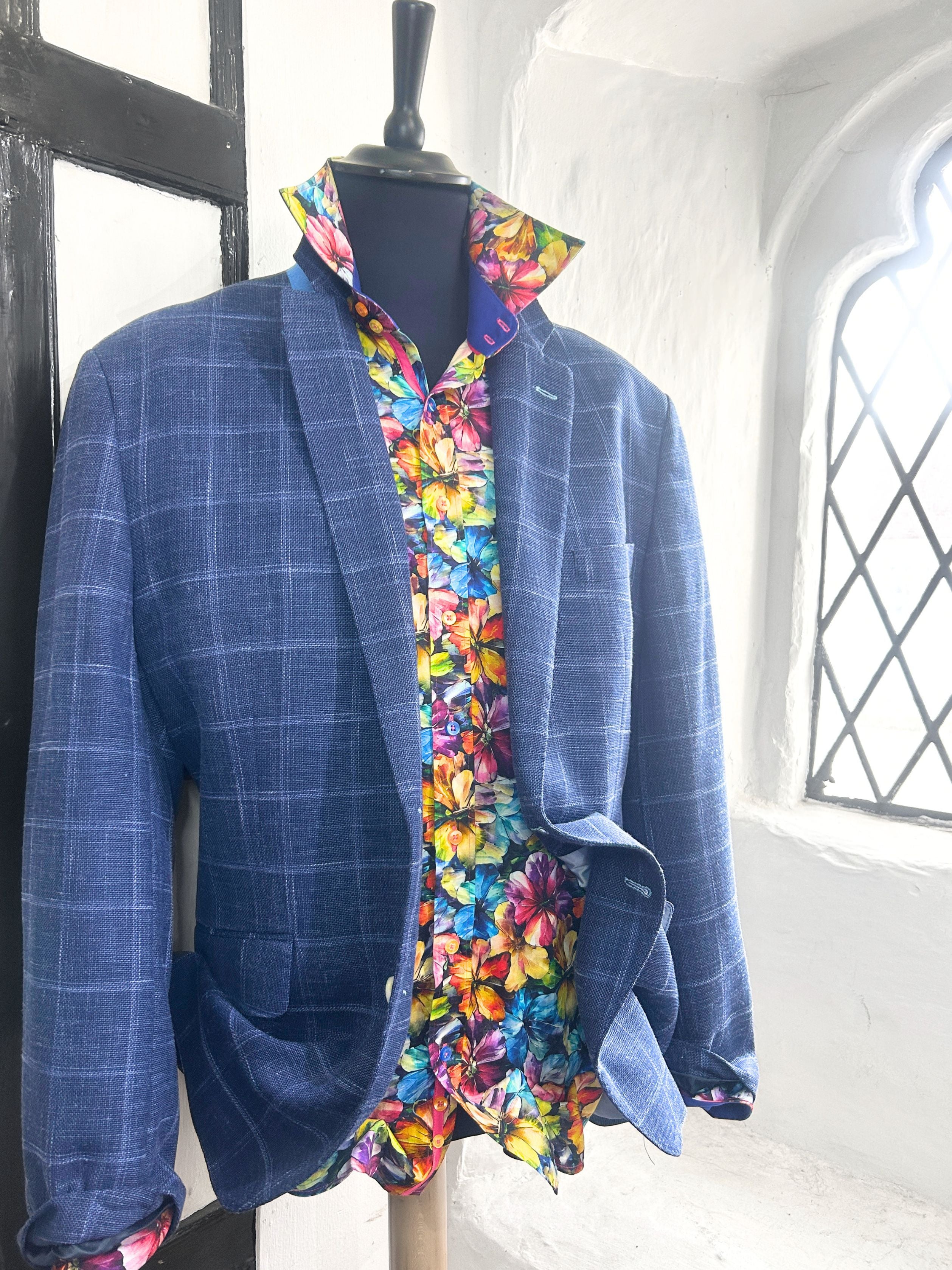 COMPTON DARK BLUE CHECK JACKET – Hansfords Menswear