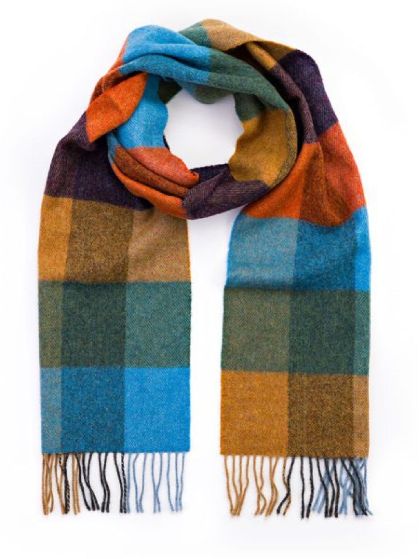 AUTUMN TONE SQUARES LAMBSWOOL SCARF