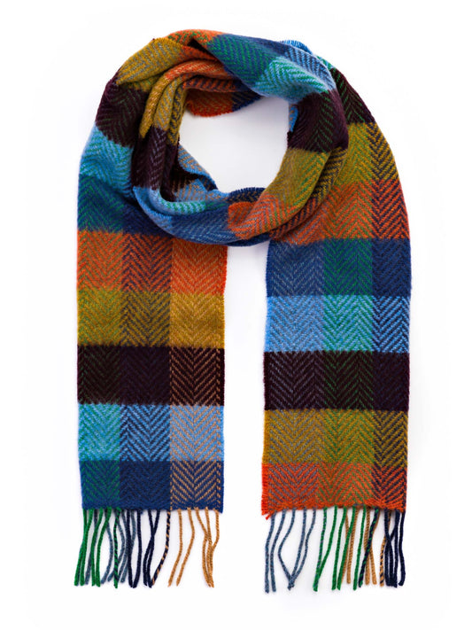 BOLD MULTICOLOURED SQUARES WOOL SCARF