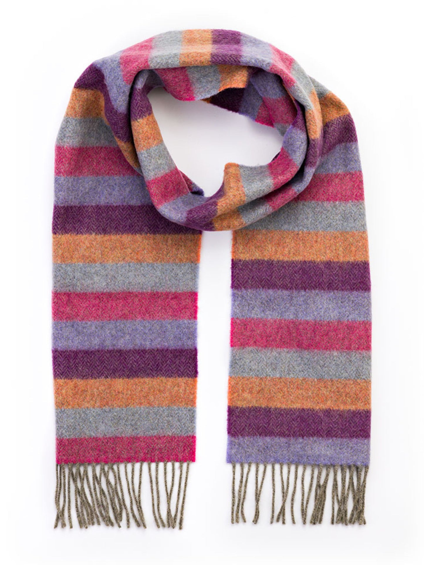 MULTICOLOURED SOFT STRIPES LAMBSWOOL SCARF