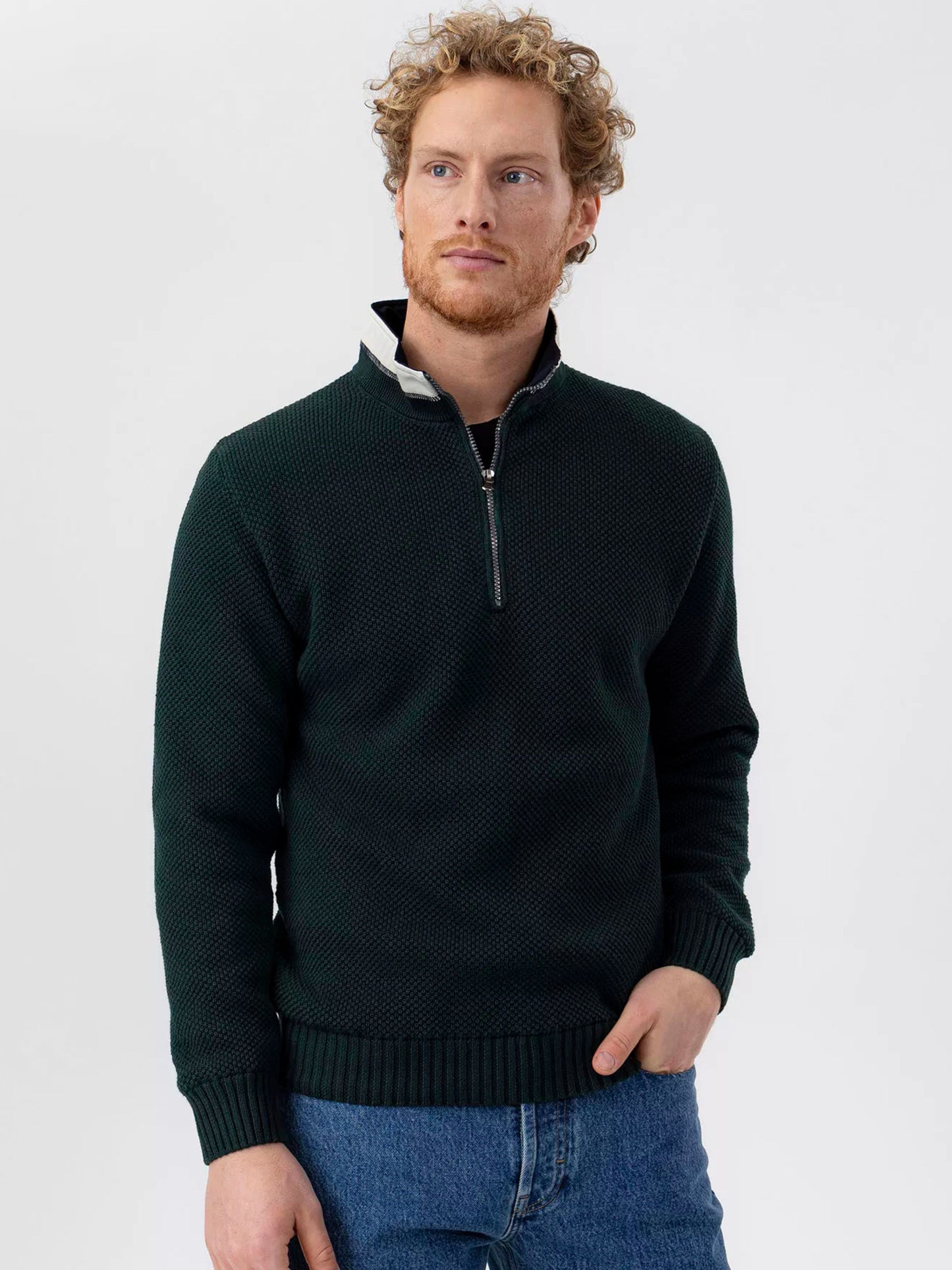 CLASSIC PINE GREEN WINDPROOF ZIP TOP JUMPER