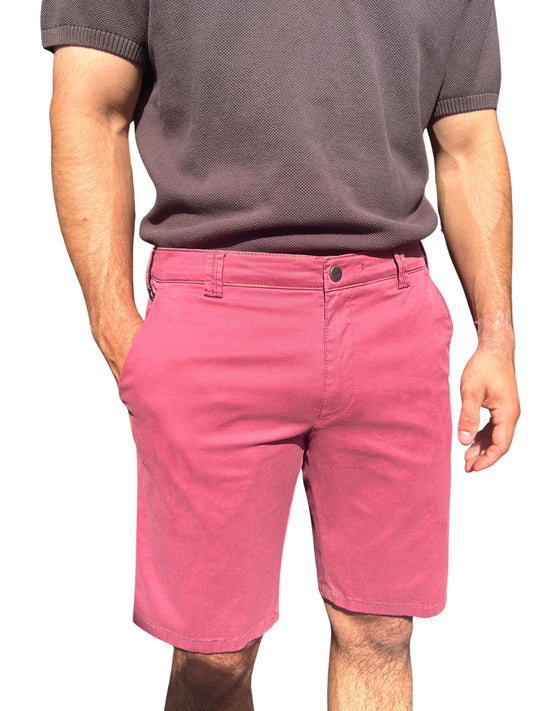 PINK B-PALMA COTTON SHORTS WITH RAINBOW STITCHING