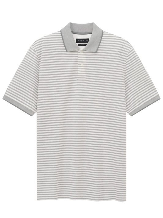 GREY AND WHITE STRIPE POLO
