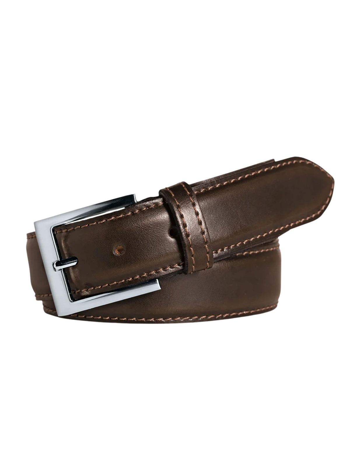 MID BROWN LEATHER STRETCH BELT