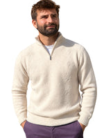 MASSOTI BEIGE HALF ZIP JUMPER