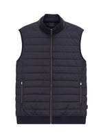 NAVY GILET WITH BROWN TRIM