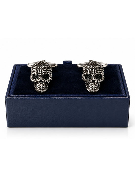SKULL BAR SILVER FINISH CUFFLINKS