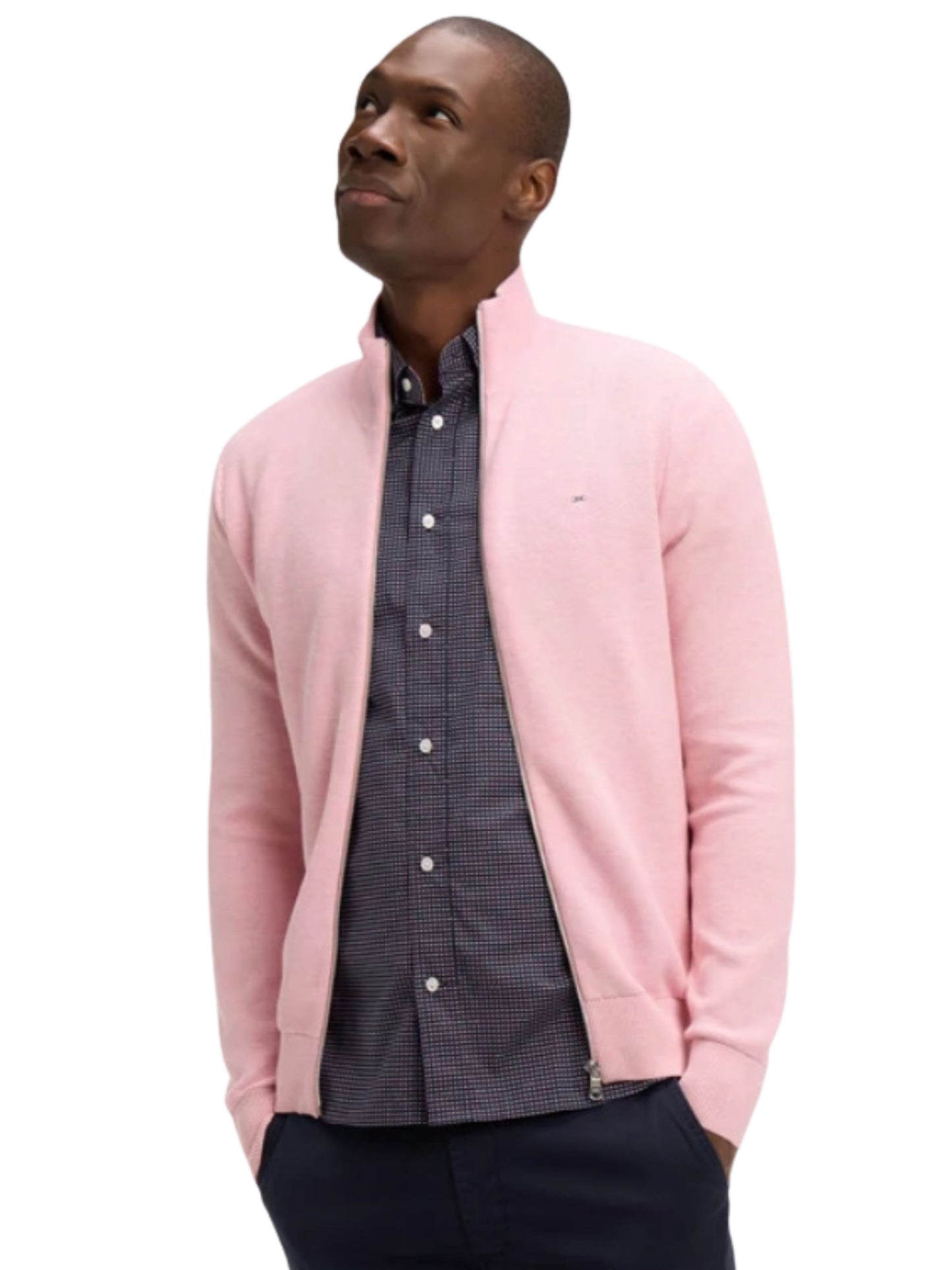 PINK COTTON ZIP UP CARDIGAN