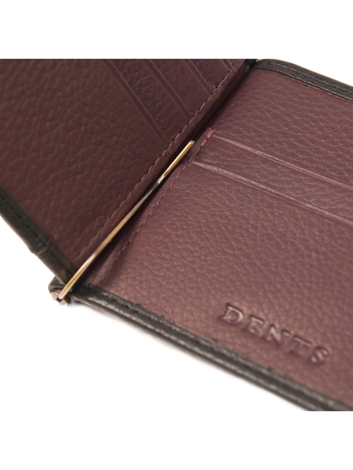 BLACK/BORDEAUX BI-FOLD LEATHER MONEY CLIP