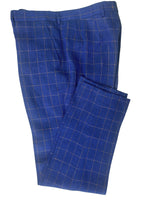 JACK BLUE WITH GOLD OVERCHECK LINEN TROUSERS