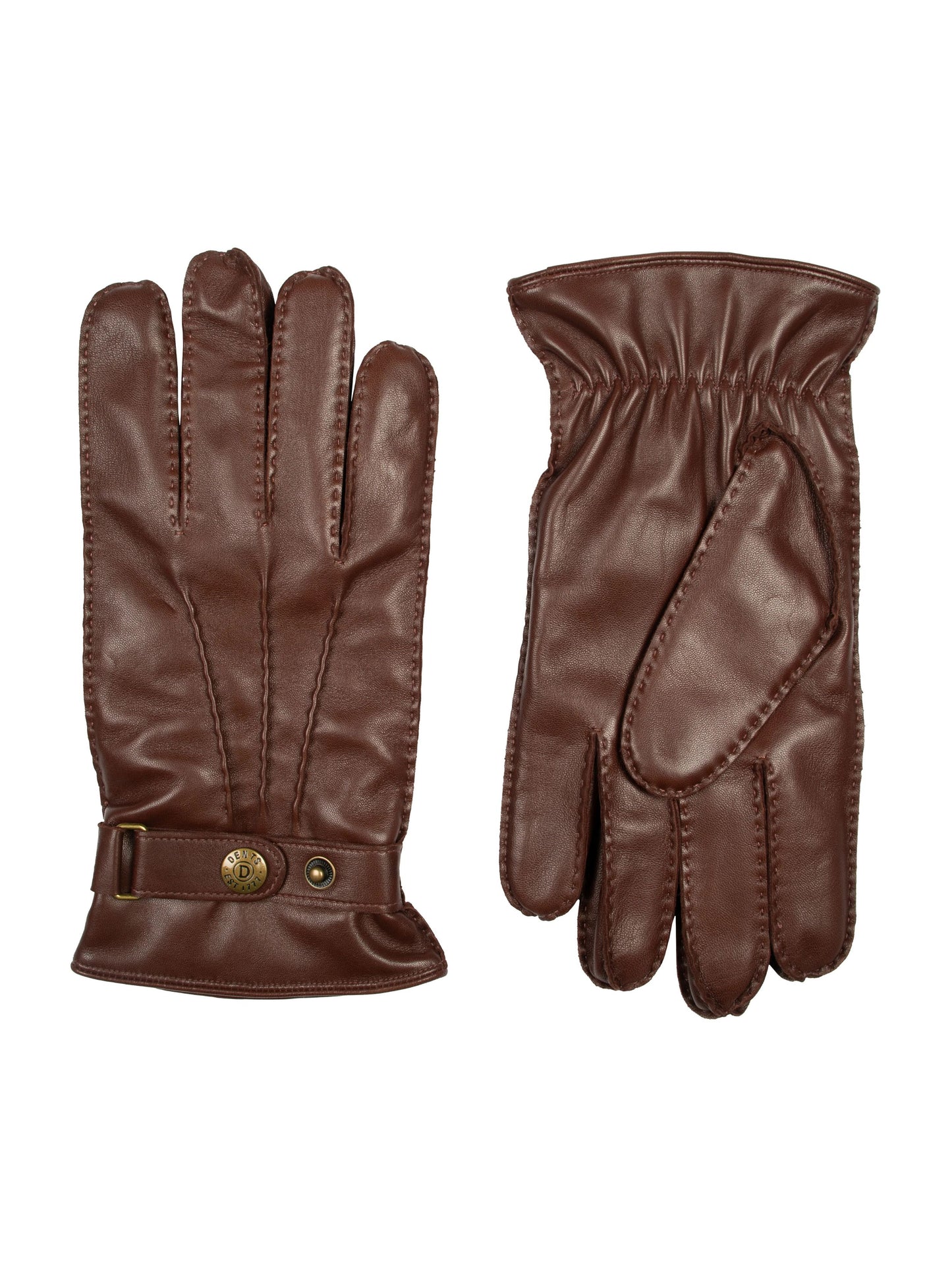 CHESTNUT LEATHER GLOVES WITH THREE HANDSEWN POINTS