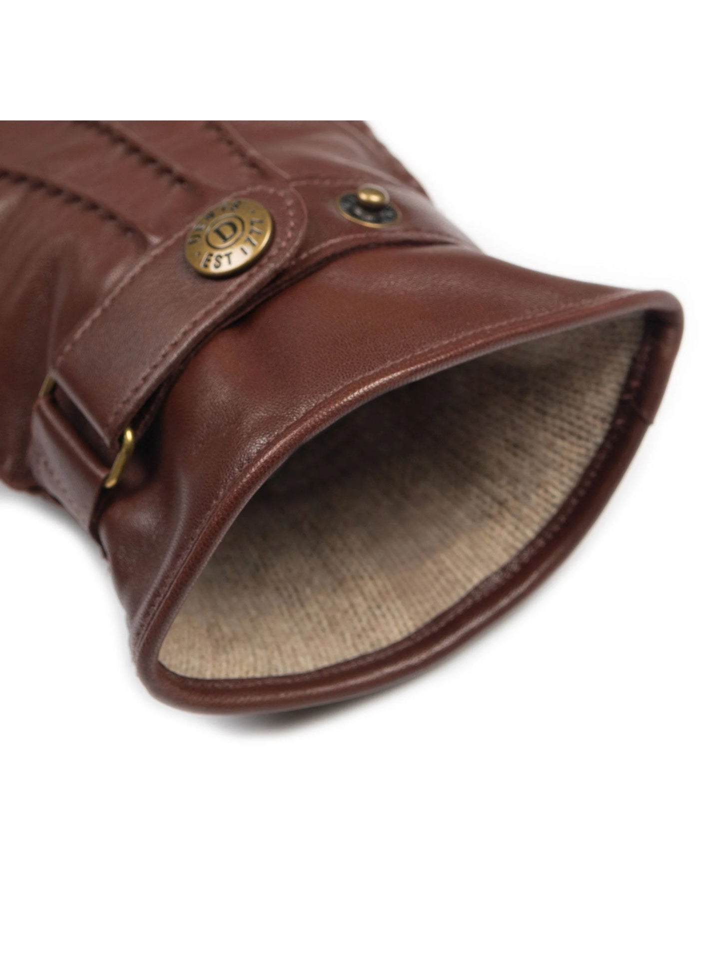 CHESTNUT LEATHER GLOVES WITH THREE HANDSEWN POINTS