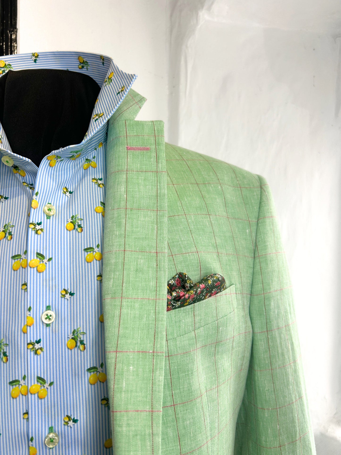 JACK GREEN WITH PINK OVERCHECK LINEN JACKET