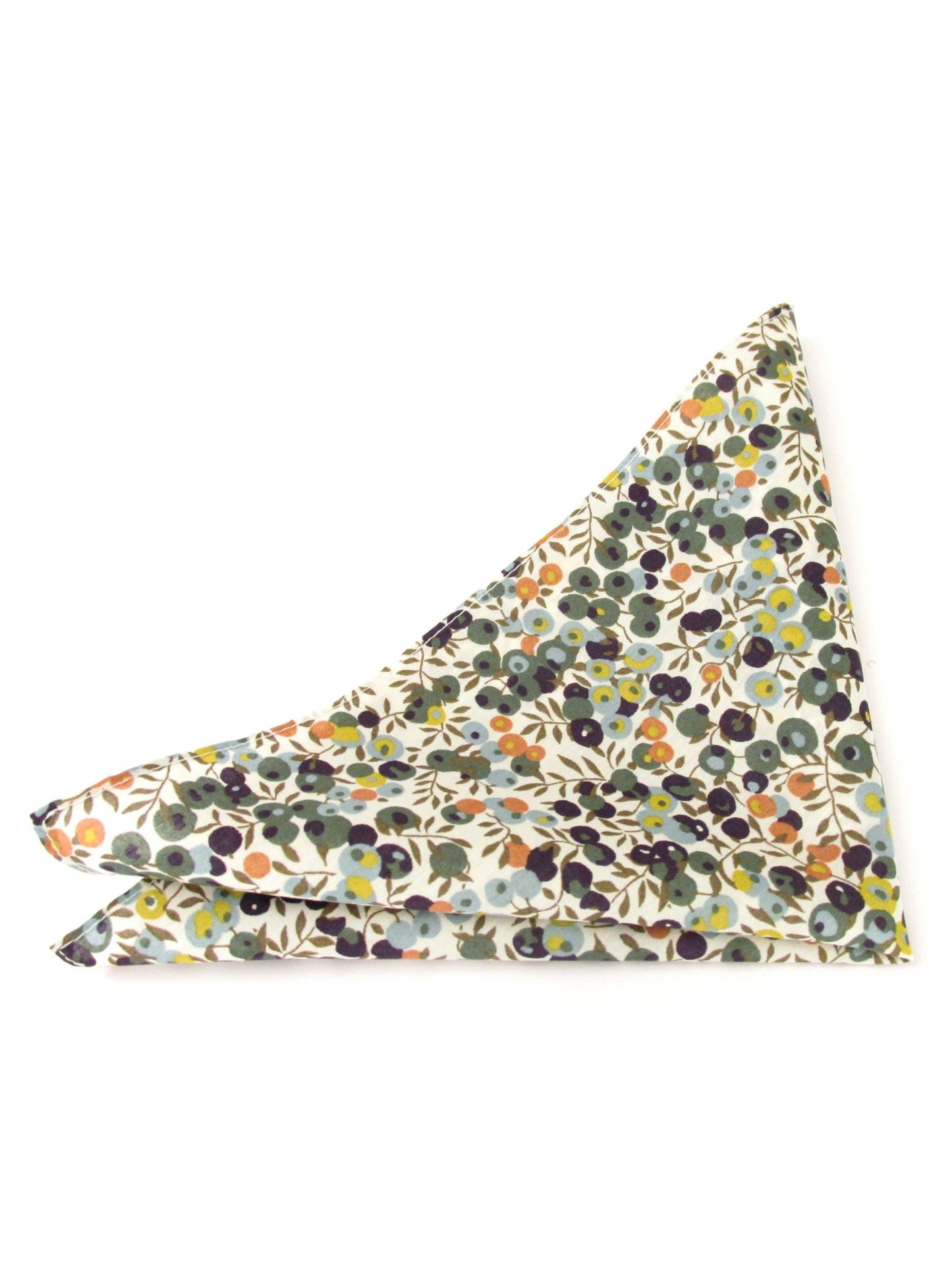 WILTSHIRE BUD GREEN HANDKERCHIEF MADE WITH LIBERTY FABRIC